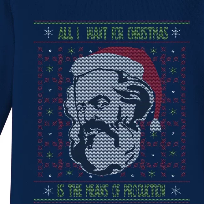 Karl Marx Means Of Production Ugly Christmas Sweater Gift Baby Long Sleeve Bodysuit