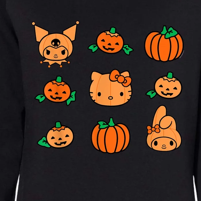 Kitty My Melody Kuromi Pumpkins Halloween Womens California Wash Sweatshirt