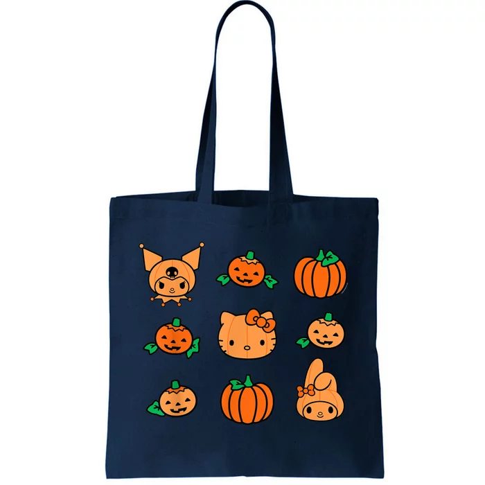 Kitty My Melody Kuromi Pumpkins Halloween Tote Bag