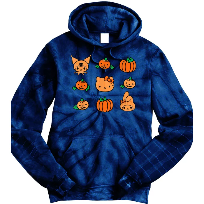 Kitty My Melody Kuromi Pumpkins Halloween Tie Dye Hoodie