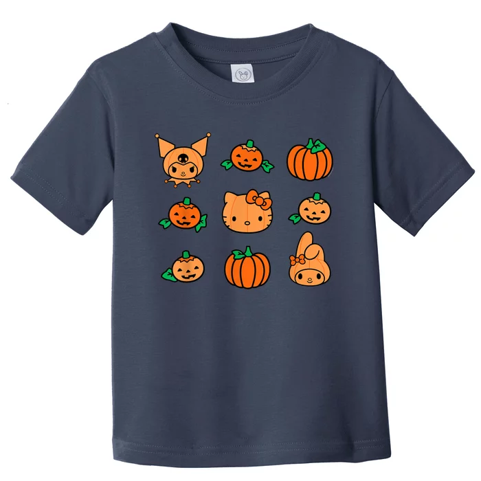 Kitty My Melody Kuromi Pumpkins Halloween Toddler T-Shirt