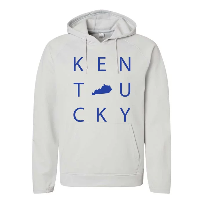 Kentucky Map Minimalist Ky Blue Performance Fleece Hoodie