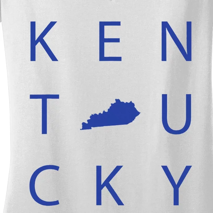 Kentucky Map Minimalist Ky Blue Women's V-Neck T-Shirt