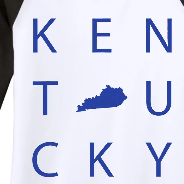 Kentucky Map Minimalist Ky Blue Women's Tri-Blend 3/4-Sleeve Raglan Shirt