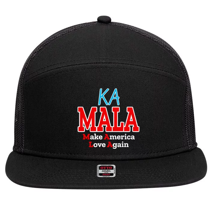 Kamala Mala Make America Love Again 7 Panel Mesh Trucker Snapback Hat