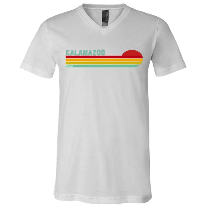 Kalamazoo Michigan Retro V-Neck T-Shirt