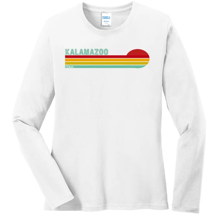 Kalamazoo Michigan Retro Ladies Long Sleeve Shirt