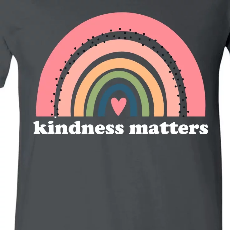 Kindness Matters Rainbow Heart V-Neck T-Shirt