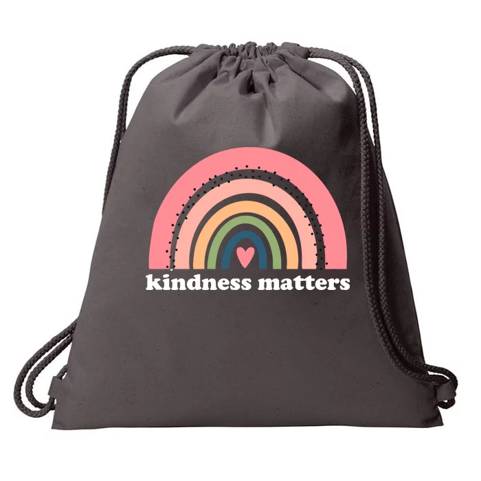 Kindness Matters Rainbow Heart Drawstring Bag