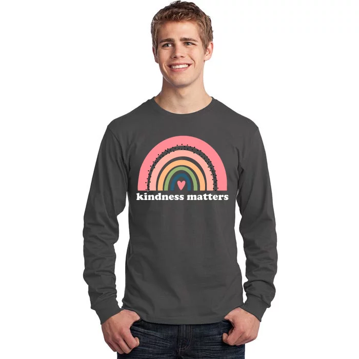 Kindness Matters Rainbow Heart Tall Long Sleeve T-Shirt