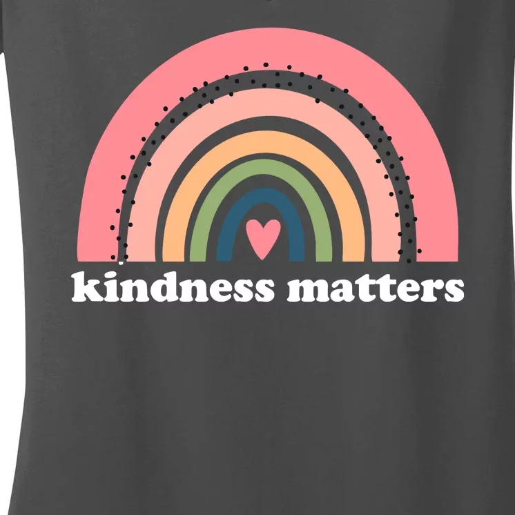 Kindness Matters Rainbow Heart Women's V-Neck T-Shirt