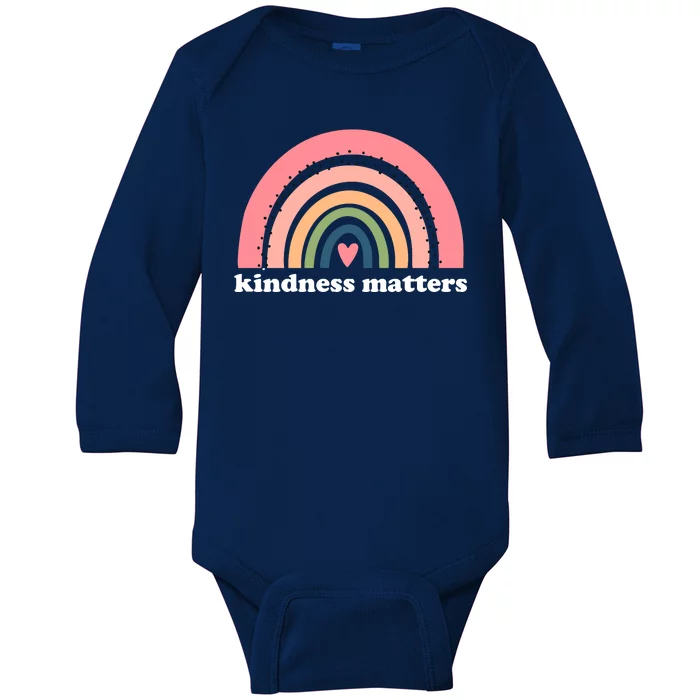 Kindness Matters Rainbow Heart Baby Long Sleeve Bodysuit