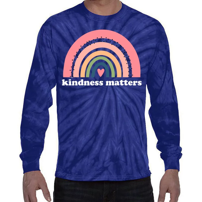 Kindness Matters Rainbow Heart Tie-Dye Long Sleeve Shirt