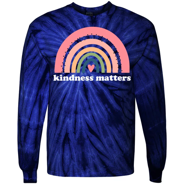 Kindness Matters Rainbow Heart Tie-Dye Long Sleeve Shirt