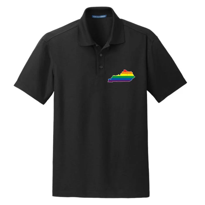 Kentucky Map Rainbow Stripes Dry Zone Grid Performance Polo