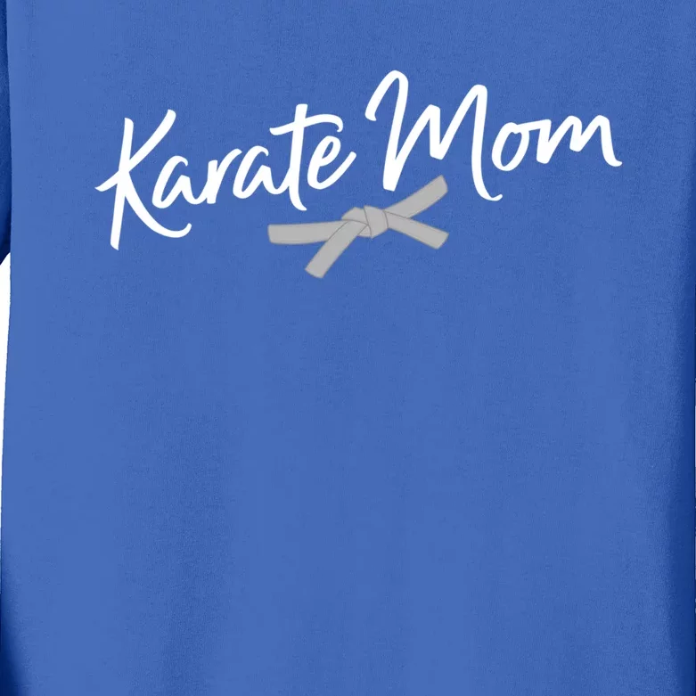 Karate Mom Statet Cool Gift Belt White Text Gift Kids Long Sleeve Shirt