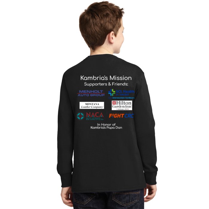 Kambria's Mission Sponsors & Friends Gear Front & Back Kids Long Sleeve Shirt