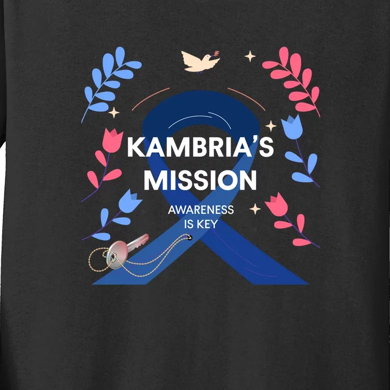 Kambria's Mission Sponsors & Friends Gear Front & Back Kids Long Sleeve Shirt