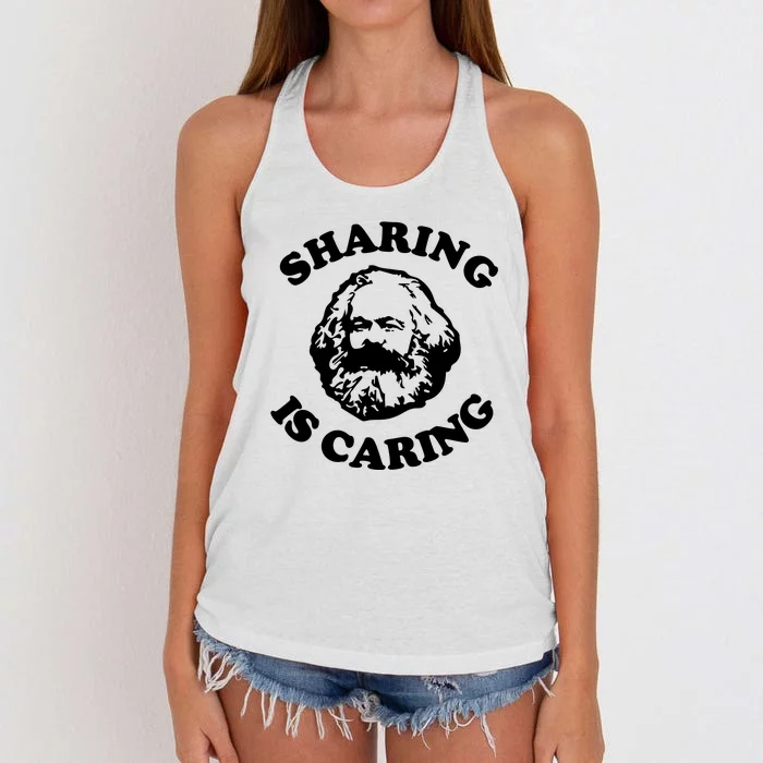 Karl Marx Sharing Is Caring Women's Knotted Racerback Tank