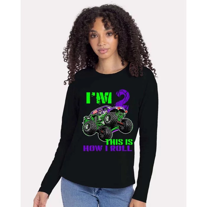 Kids Monster Trucks Are My Jam 2nd Birthday Boy 2 Years Old Womens Cotton Relaxed Long Sleeve T-Shirt