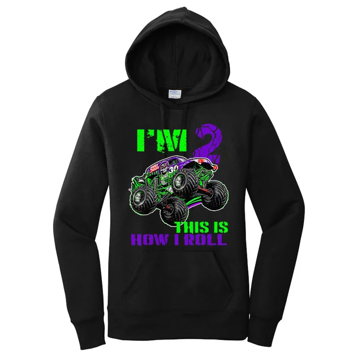 Kids Monster Trucks Are My Jam 2nd Birthday Boy 2 Years Old Women's Pullover Hoodie