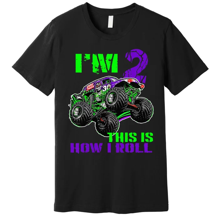 Kids Monster Trucks Are My Jam 2nd Birthday Boy 2 Years Old Premium T-Shirt