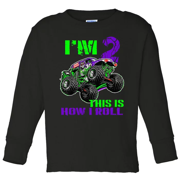 Kids Monster Trucks Are My Jam 2nd Birthday Boy 2 Years Old Toddler Long Sleeve Shirt