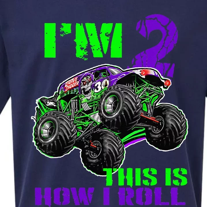 Kids Monster Trucks Are My Jam 2nd Birthday Boy 2 Years Old Sueded Cloud Jersey T-Shirt