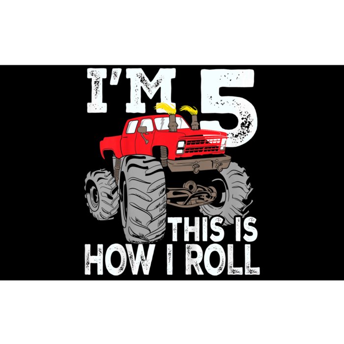 K.i.d.s Monster Trucks 5th Birthday Party Shirt Five Years Bumper Sticker