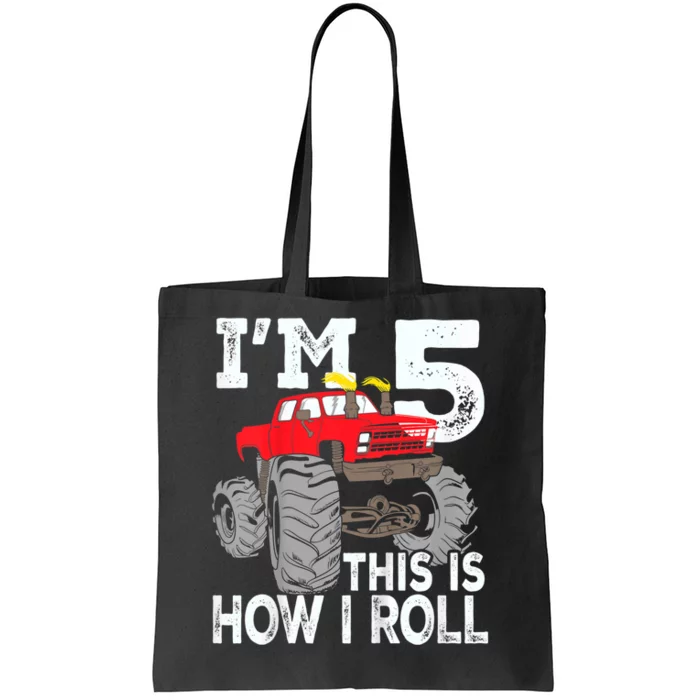 K.i.d.s Monster Trucks 5th Birthday Party Shirt Five Years Tote Bag