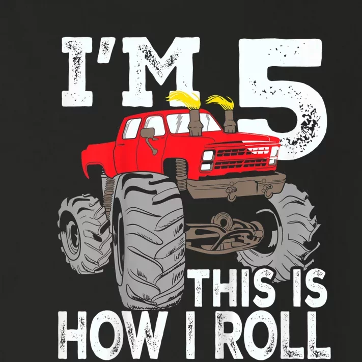 K.i.d.s Monster Trucks 5th Birthday Party Shirt Five Years Toddler Long Sleeve Shirt