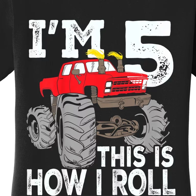 K.i.d.s Monster Trucks 5th Birthday Party Shirt Five Years Women's T-Shirt