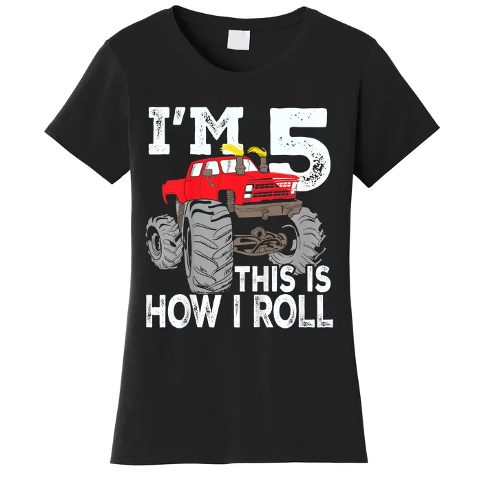 K.i.d.s Monster Trucks 5th Birthday Party Shirt Five Years Women's T-Shirt