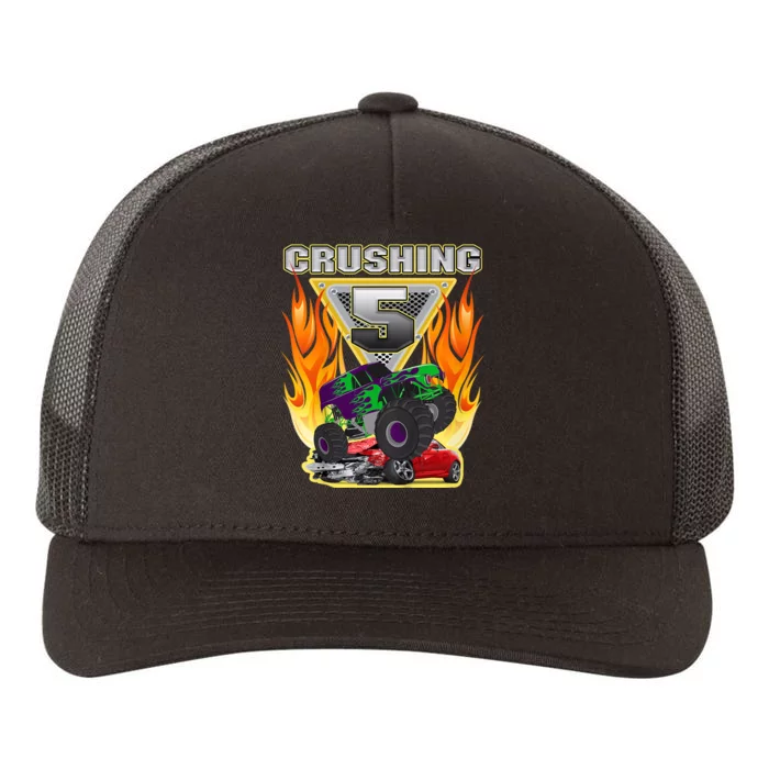 K.i.d.s Monster Truck Crushing being 5 Five Years Old 5th Birthday Yupoong Adult 5-Panel Trucker Hat