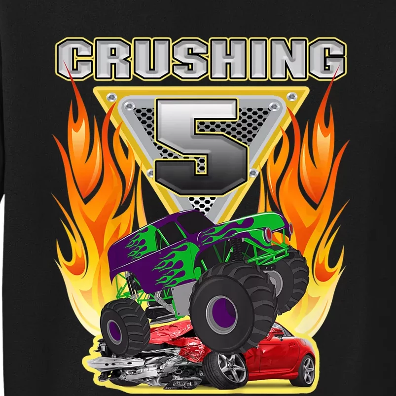 K.i.d.s Monster Truck Crushing being 5 Five Years Old 5th Birthday Tall Sweatshirt