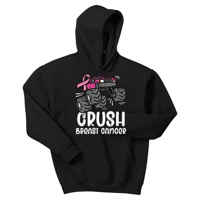 Kids Monster Truck Pink Breast Cancer Awareness Kids Kids Hoodie