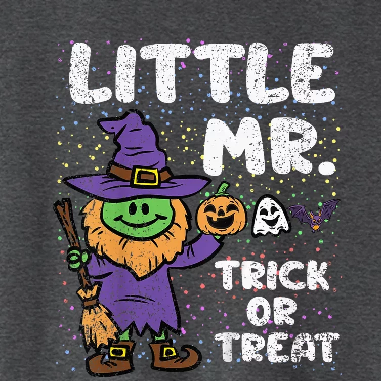 Kid Mr Trick Or Treat Halloween Costume Spooky Little Witch Women's Crop Top Tee