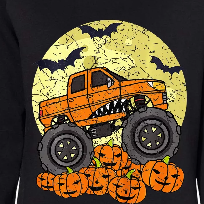 Kids Monster Truck Halloween Jack O Lantern Moon Pumpkin Womens California Wash Sweatshirt