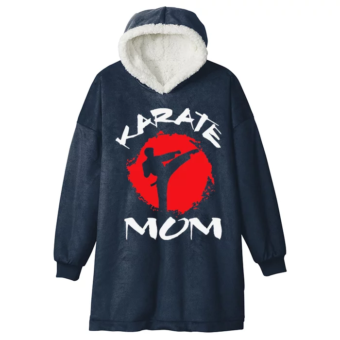 Karate Mom Vintage Martial Art Self And Defense Mother's Day Hooded Wearable Blanket