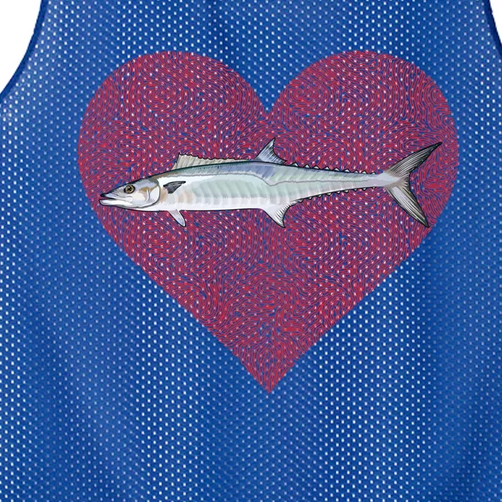 King Mackerel Valentines Day Fish Love Fingerprint Meaningful Gift Mesh Reversible Basketball Jersey Tank