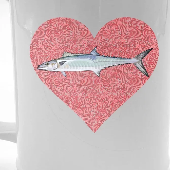 King Mackerel Valentines Day Fish Love Fingerprint Meaningful Gift Front & Back Beer Stein