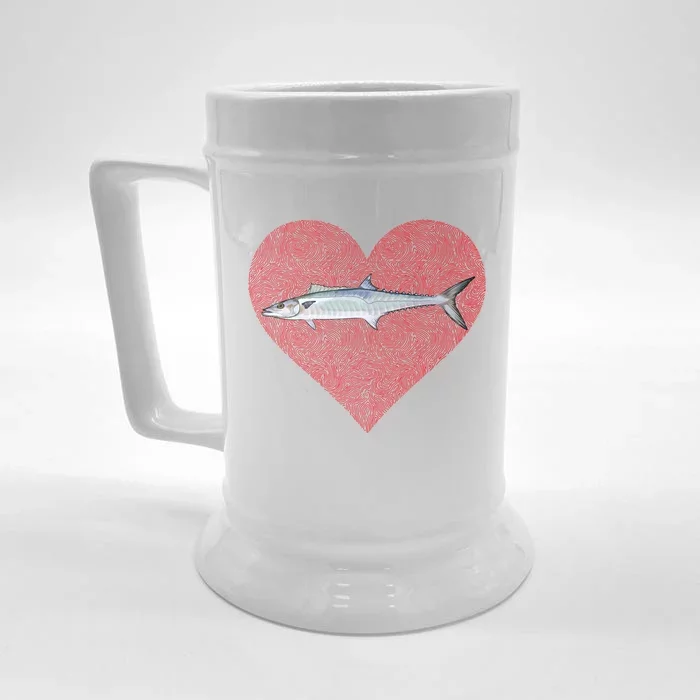 King Mackerel Valentines Day Fish Love Fingerprint Meaningful Gift Front & Back Beer Stein