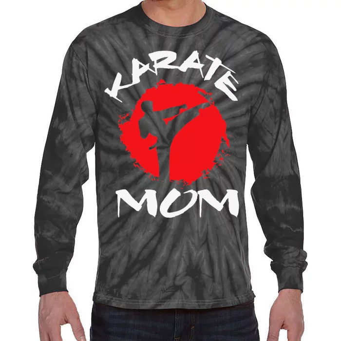 Karate Mom Vintage Martial Art Self and Defense Mother's Day Tie-Dye Long Sleeve Shirt