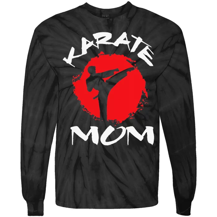 Karate Mom Vintage Martial Art Self and Defense Mother's Day Tie-Dye Long Sleeve Shirt