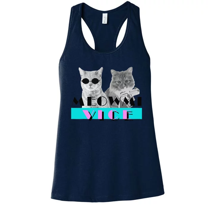 Kitten Meowmi Vice 80s Miami Funny Cat Lovers Gift Women's Racerback Tank