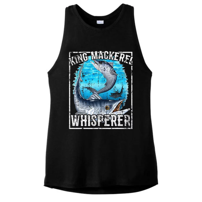 King Mackerel Whisperer Deep Sea Fishing Ladies Tri-Blend Wicking Tank