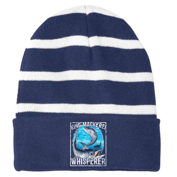 King Mackerel Whisperer Deep Sea Fishing Striped Beanie with Solid Band