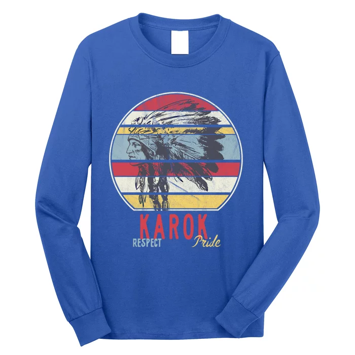 Karok Native American Indian Tribe Respect Pride Retro Sun Gift Long Sleeve Shirt