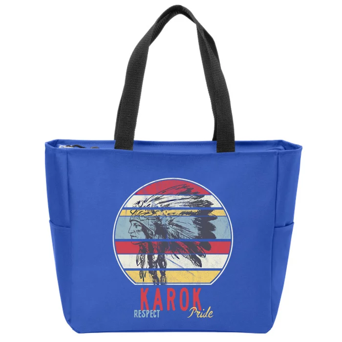 Karok Native American Indian Tribe Respect Pride Retro Sun Gift Zip Tote Bag