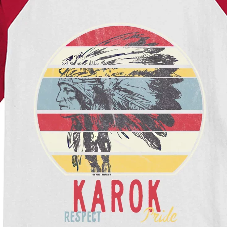 Karok Native American Indian Tribe Respect Pride Retro Sun Gift Kids Colorblock Raglan Jersey